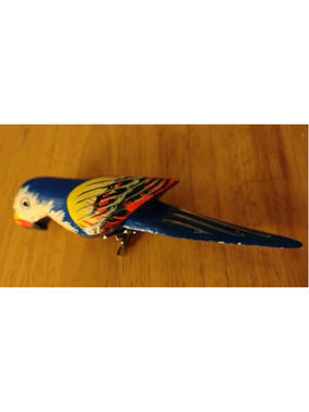 Balsa? Wood Parrot Bird In Tropical Colors with clip